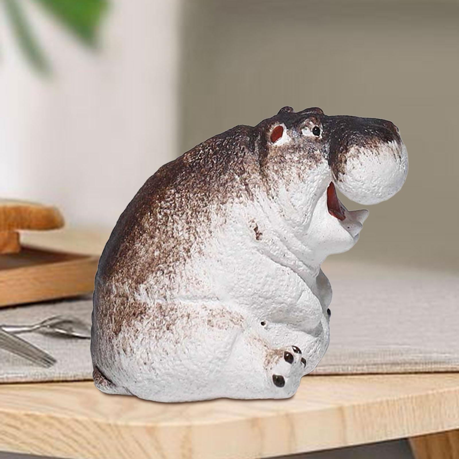 Miniature Animal Figurine Small Animal Statue for Living Room Bookcase Decor Hippo