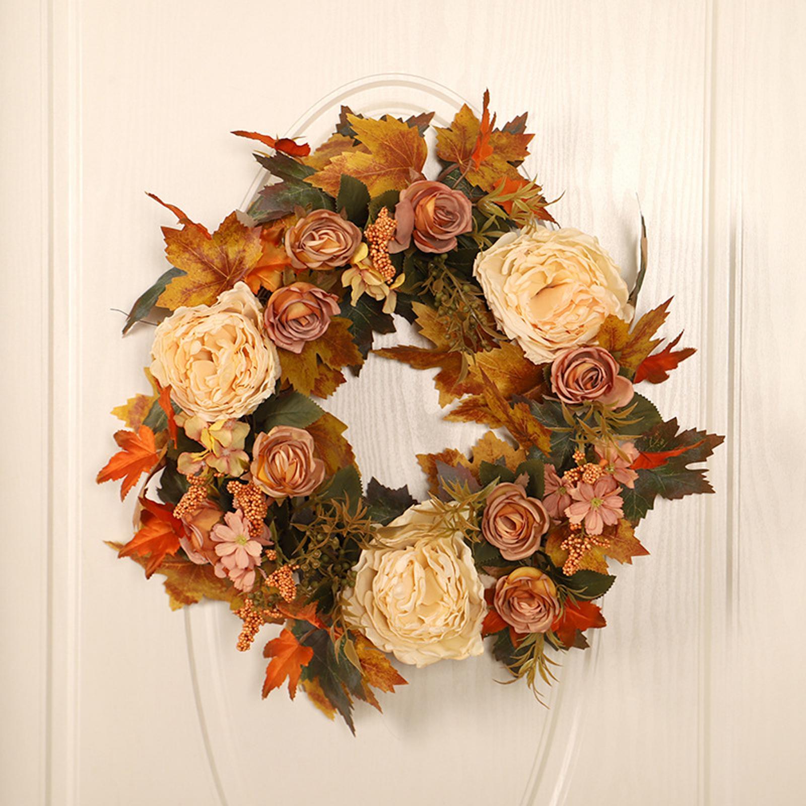 Fall Wreath for Front Door Office 40cm Wall Peony Garland Artificial Flowers