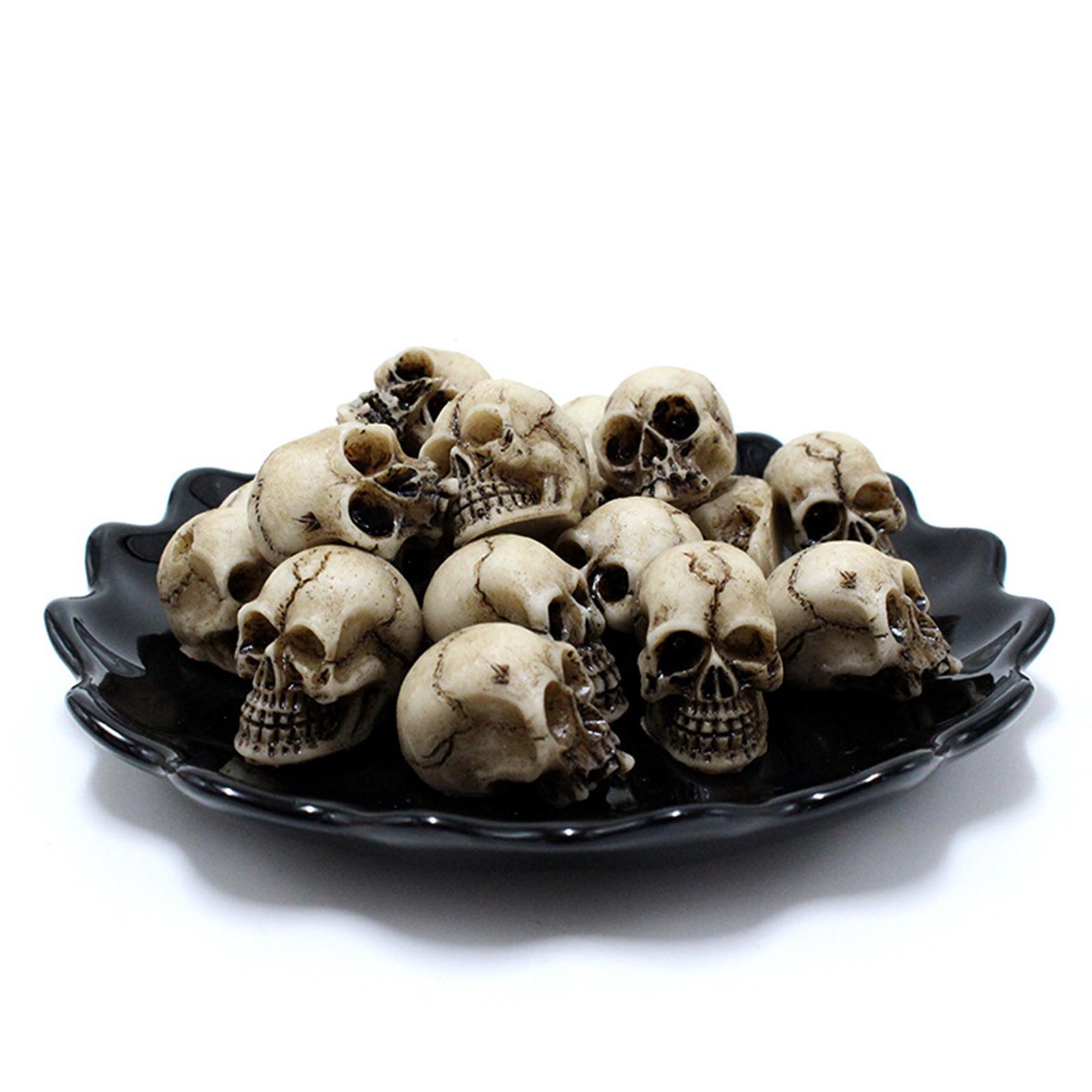 3x20Pcs Mini Skulls Set Resin Skull Sculpture for Halloween Tabletop Party