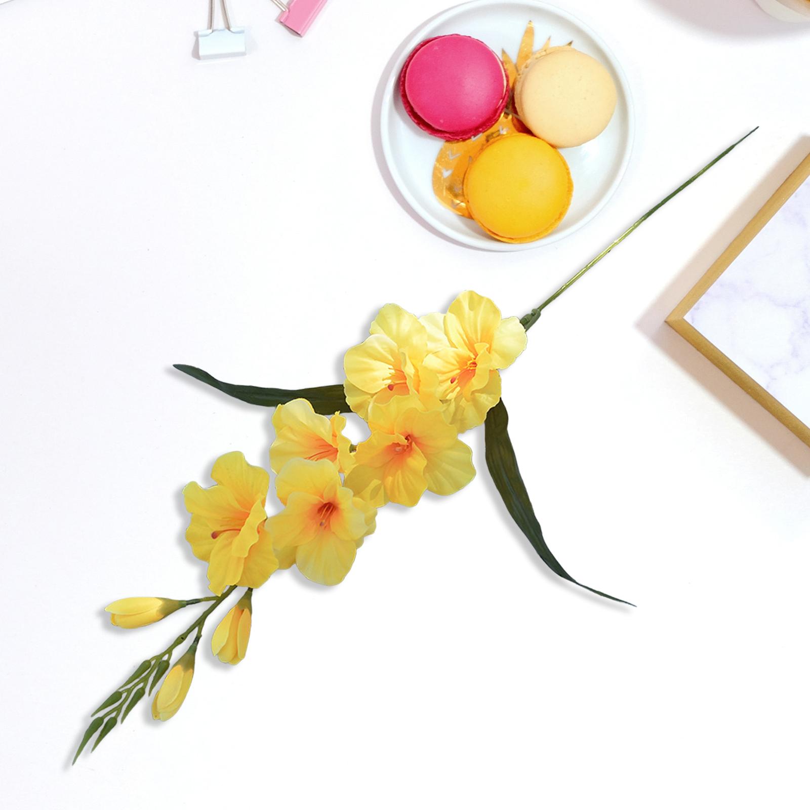 Artificial Gladiolus Flower Vivid Artificial Flower for Home Office Festival Yellow