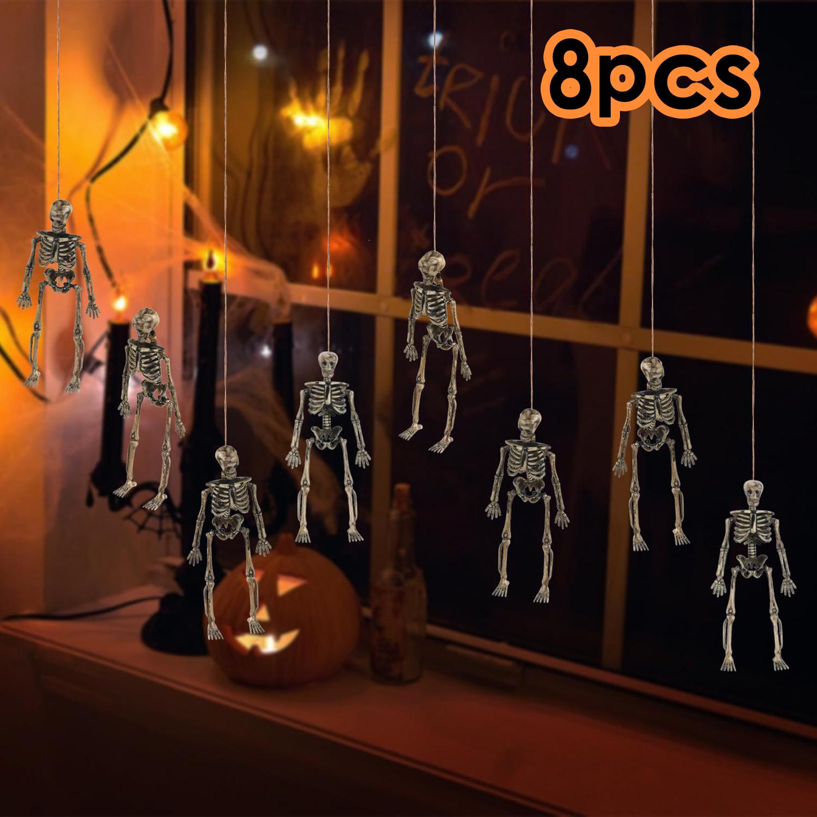 8x Halloween Skeletons Lawn Hanging Scary Full Body Posable Joints Skeletons