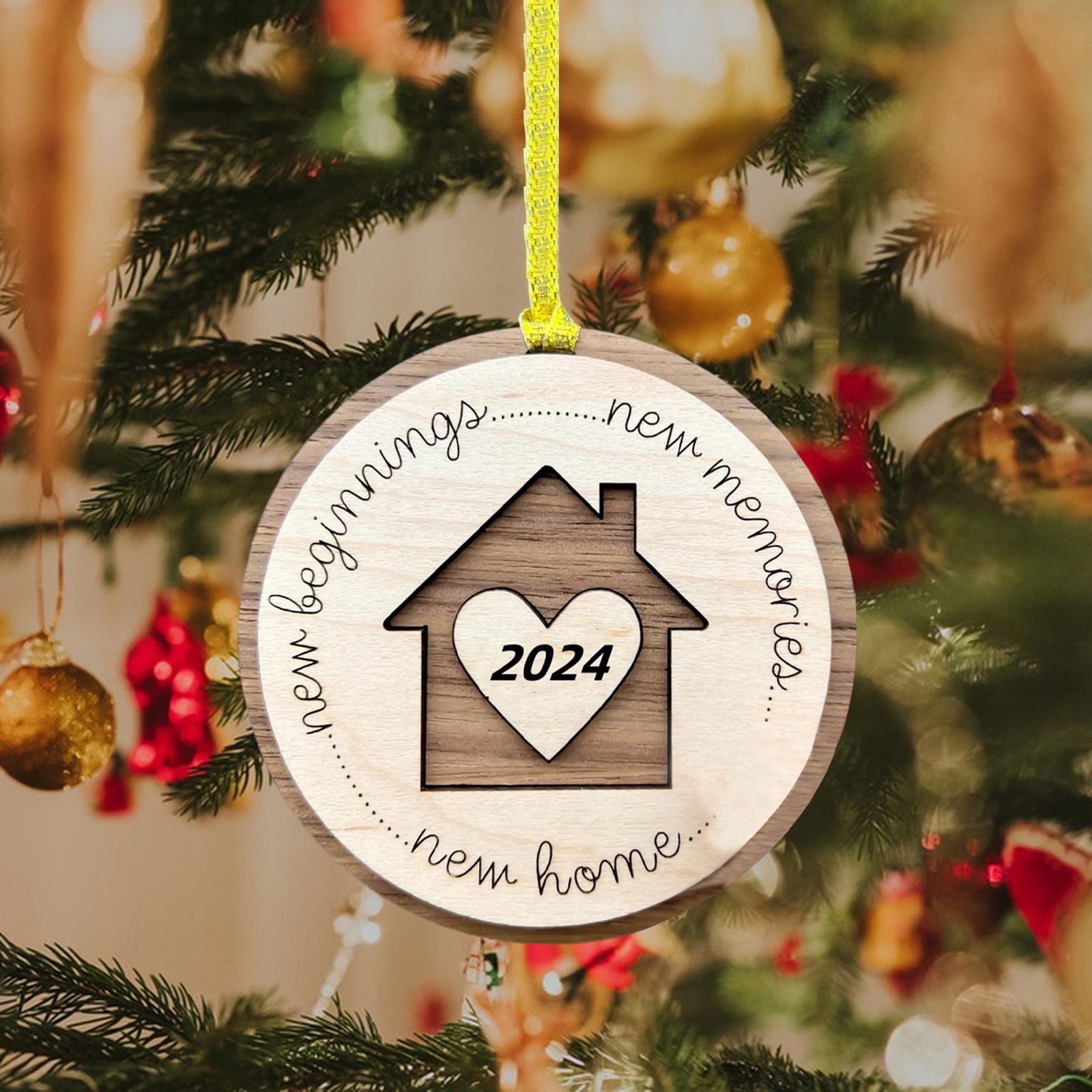 New Home Ornament with Hanging Rope Xmas Party Decoration Housewarming Gift Round 2024