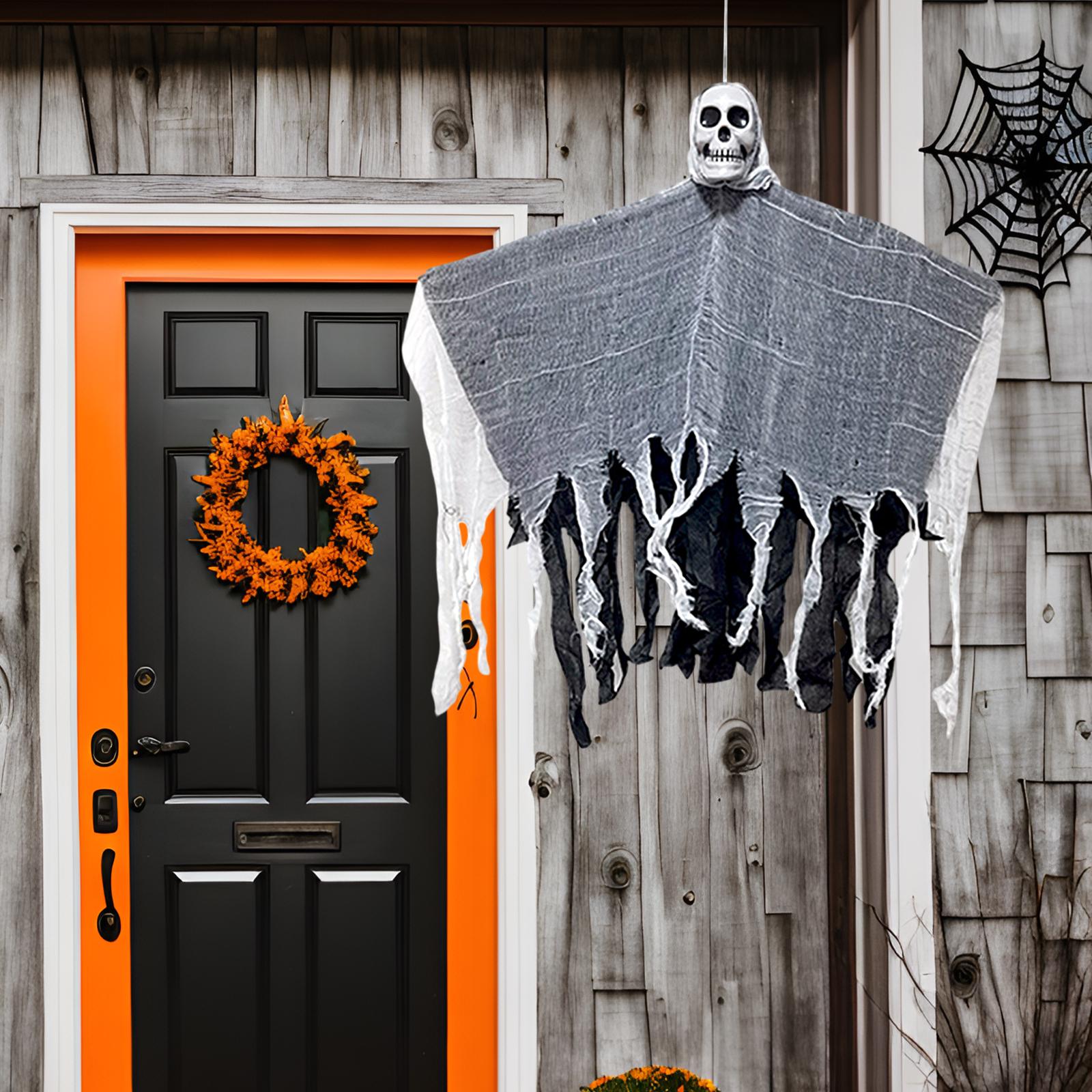 Halloween Hanging Skeleton Ghost Decor Photo Prop for Front Yard Garden Lawn
