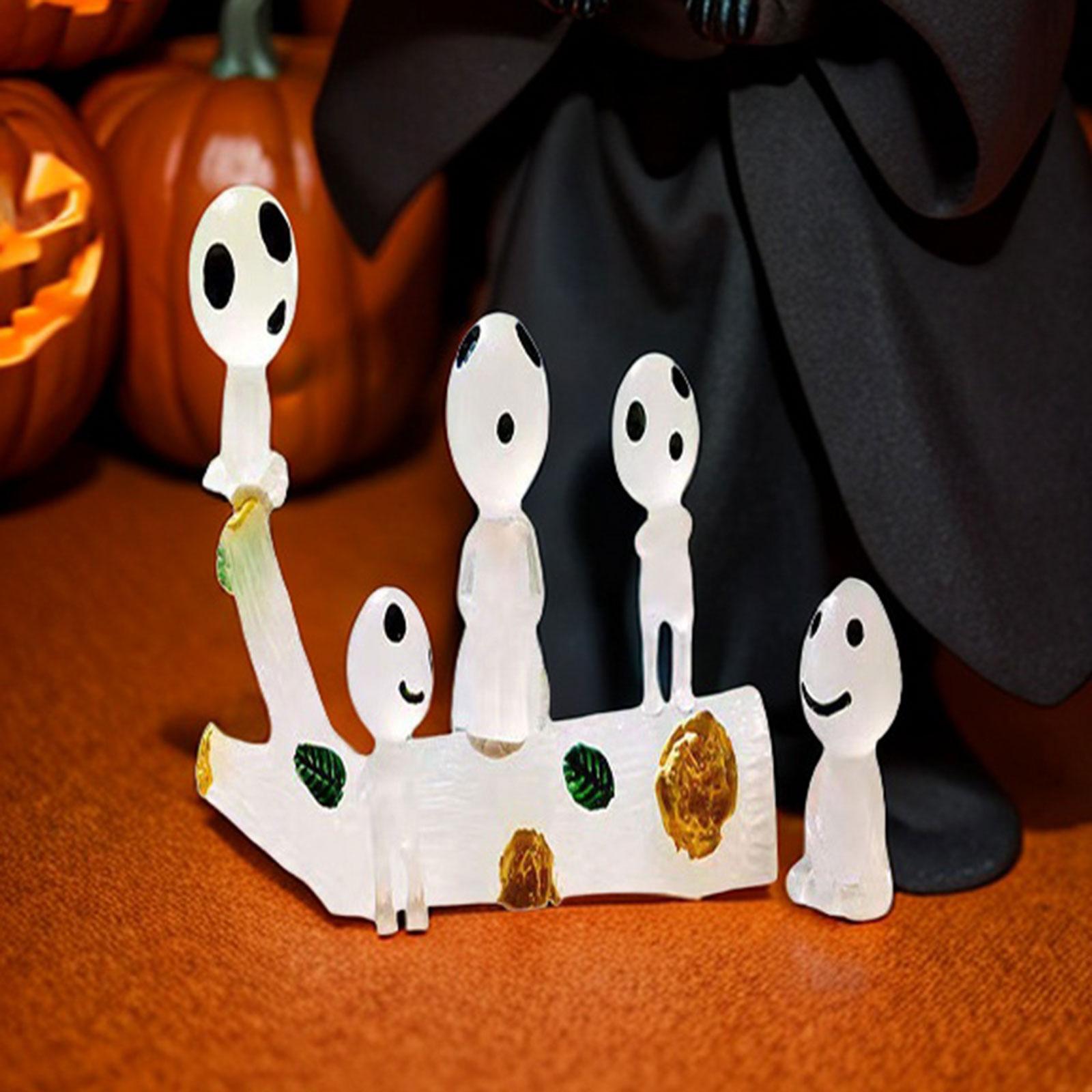 Cartoon Halloween Luminous Stump and Ghosts Figurine Statues for Halloween