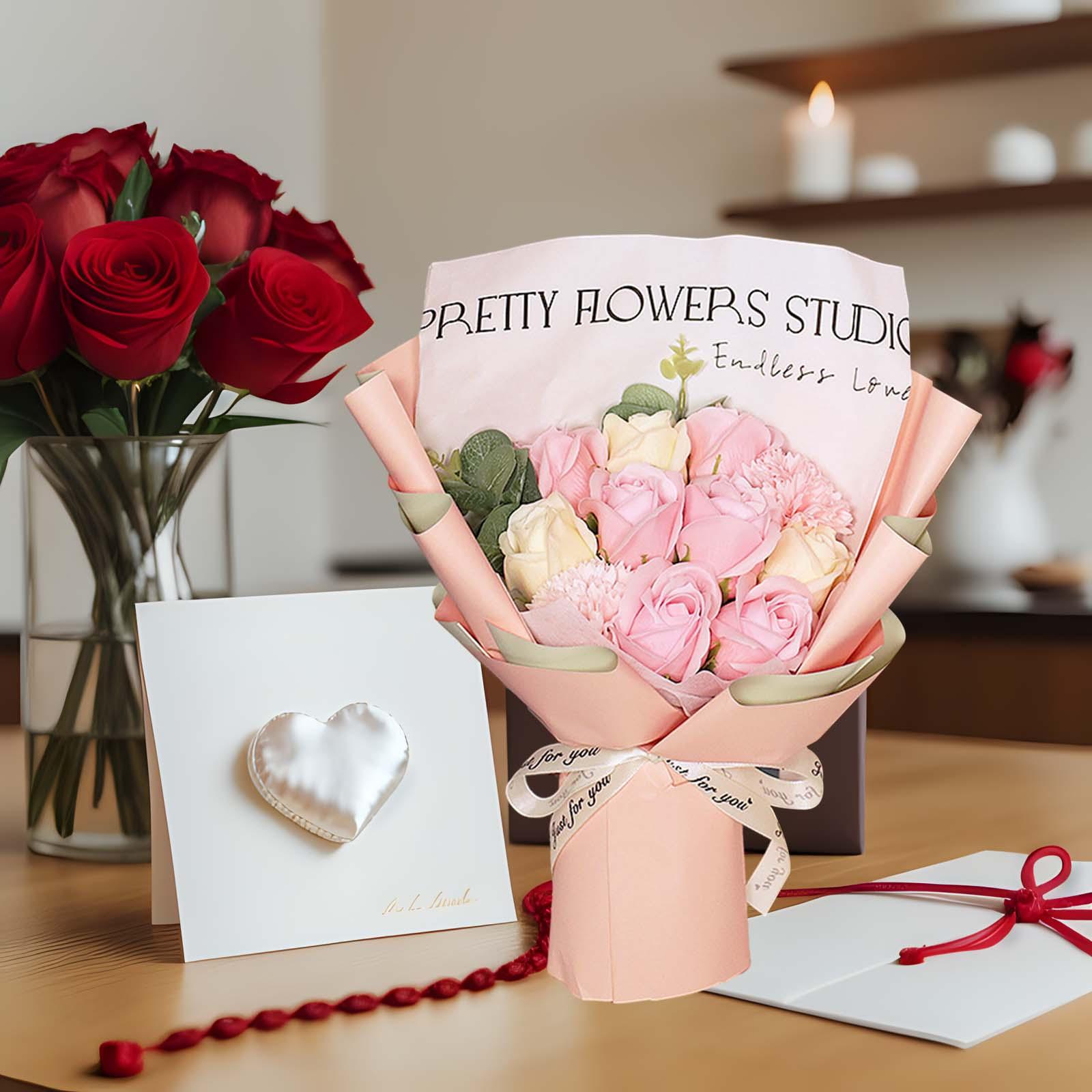 Soap Rose Flower Bouquet Valentines Day Gift for Mothers Day Multifunctional