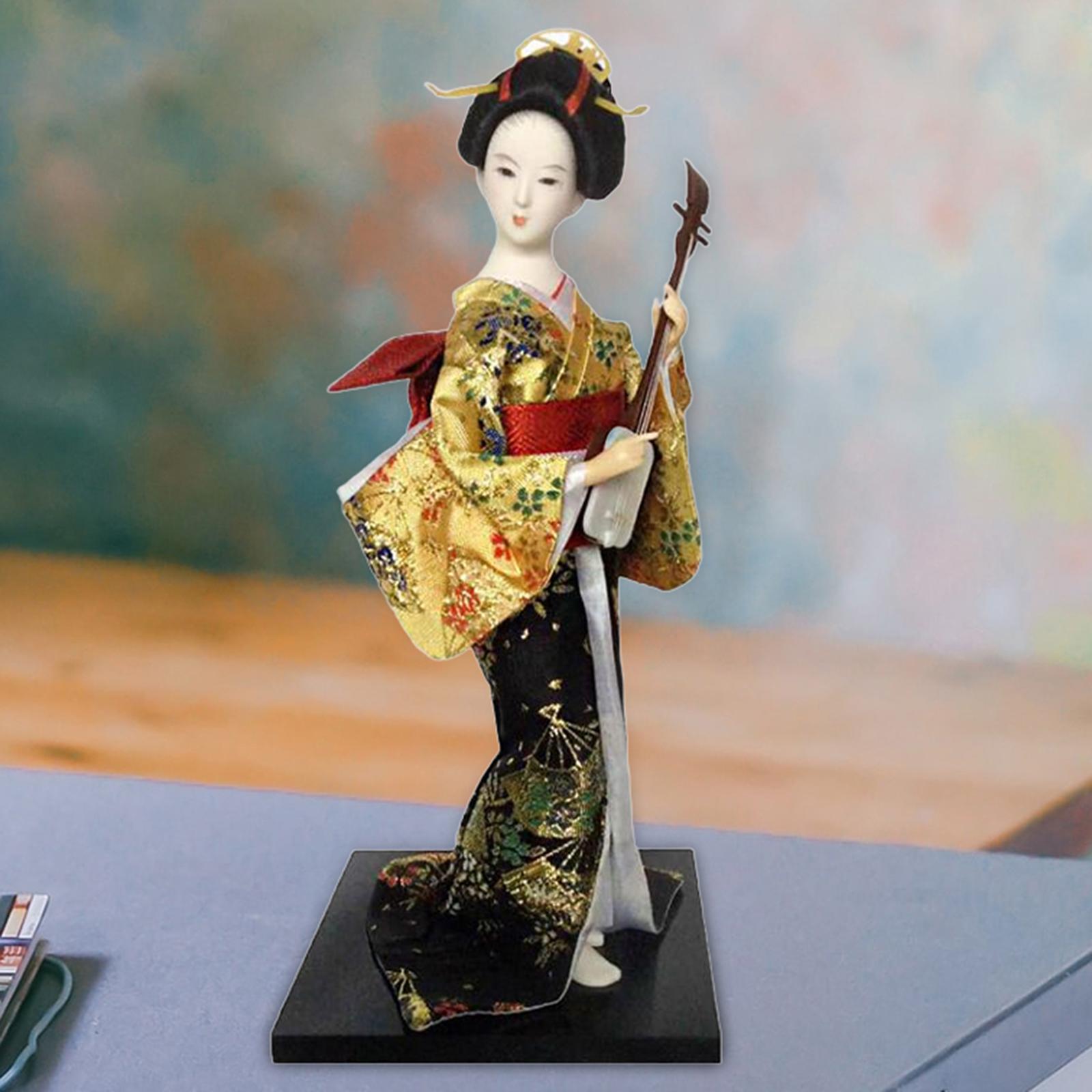 12in Japanese Geisha Handicraft Kimono Dolls Shelf Decor