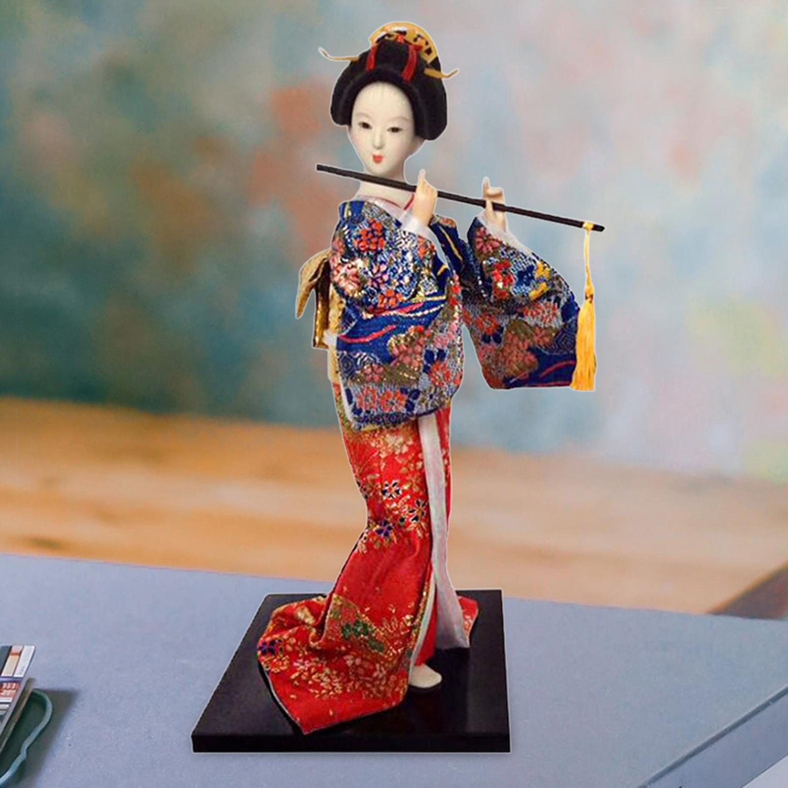 12in Japanese Geisha Handicraft Kimono Dolls Shelf Decor