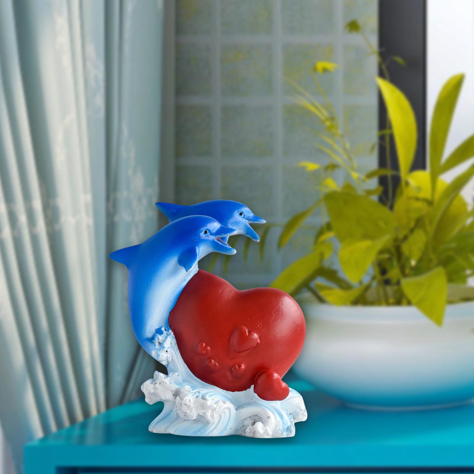 Dolphin Statue Figurine Resin Figure Ornament Farmhouse Sea Animal Sculpture Style C