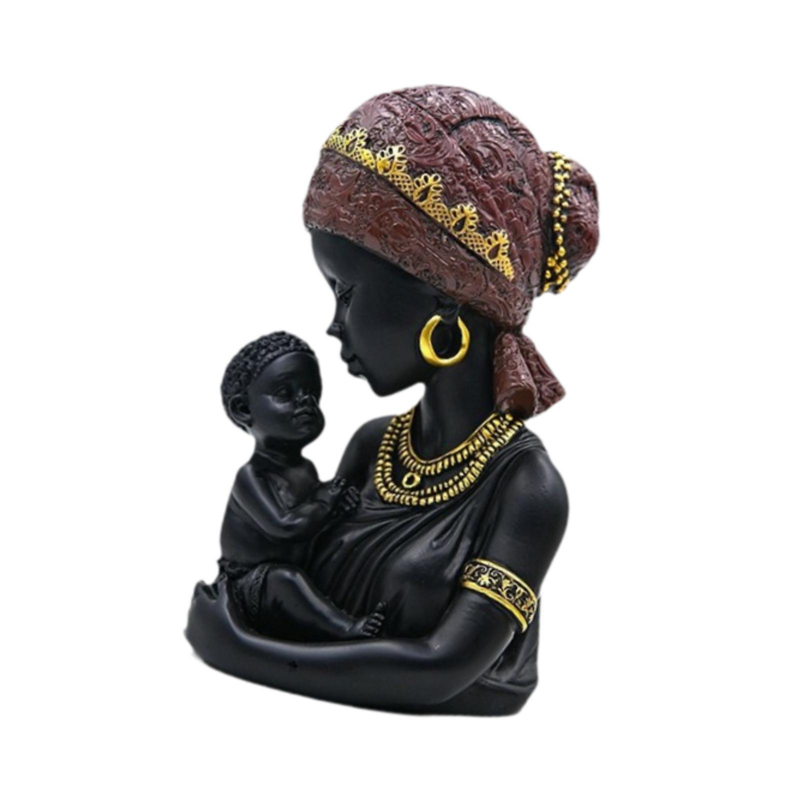 African Mother And Son Statue