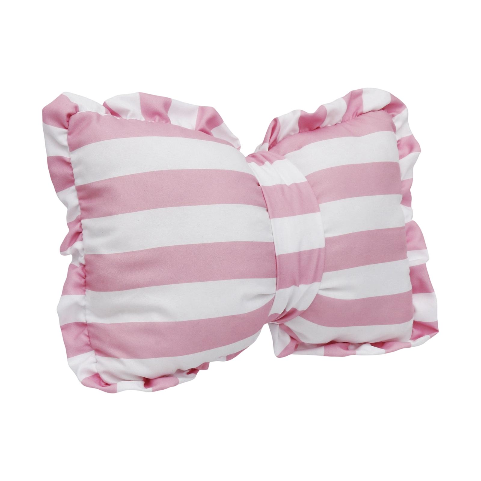 Pink Striped Bow Pillow