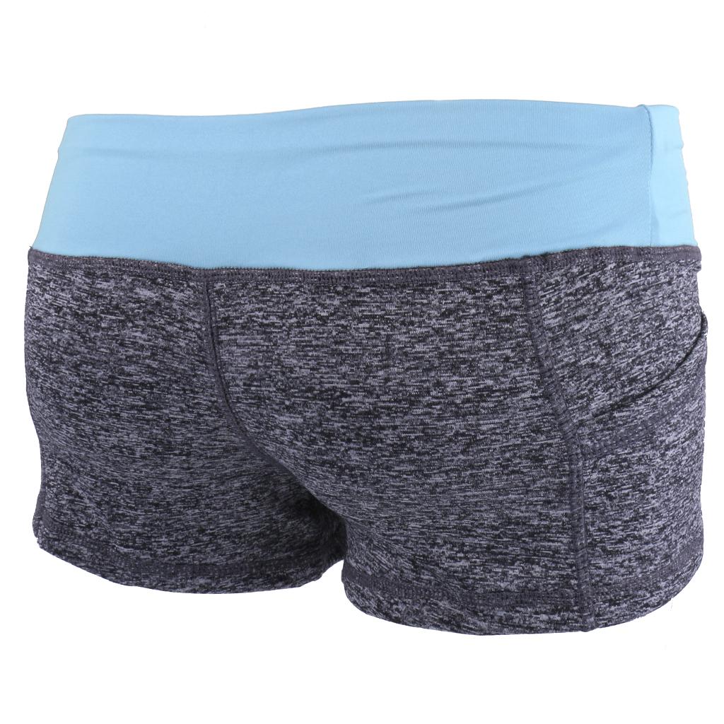 Women Summer Short Pants Sport Fitness Running Gym Yoga Shorts Gray blue M