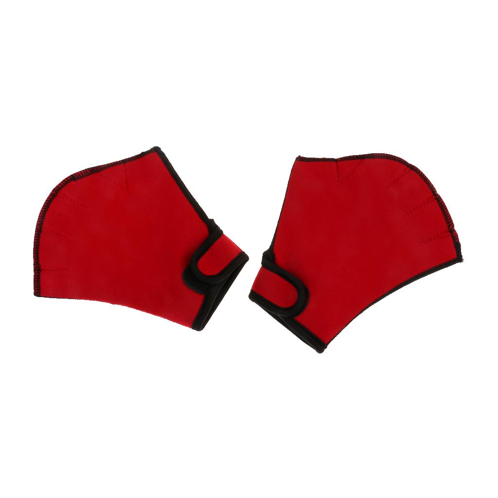 Unisex Water Sports Webbed Swimming Gloves Snorkeling Paddles M Red