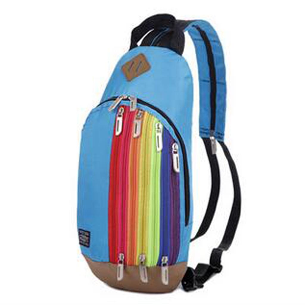 Rainbow Cross Body Bag Sling Messenger Backpack Chest Pack Pouch Light blue