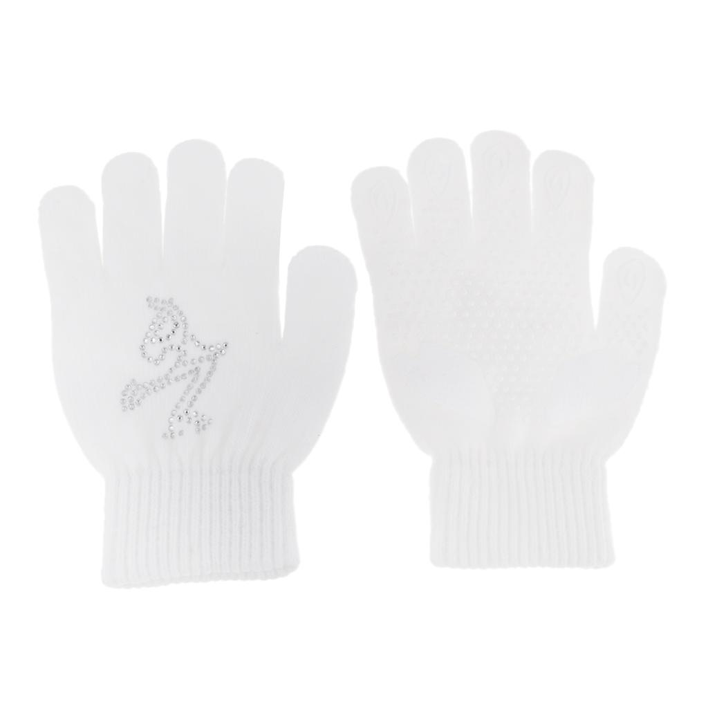 Girls Women Kids Ice Skating Gloves Magic Stretch Glove White    M