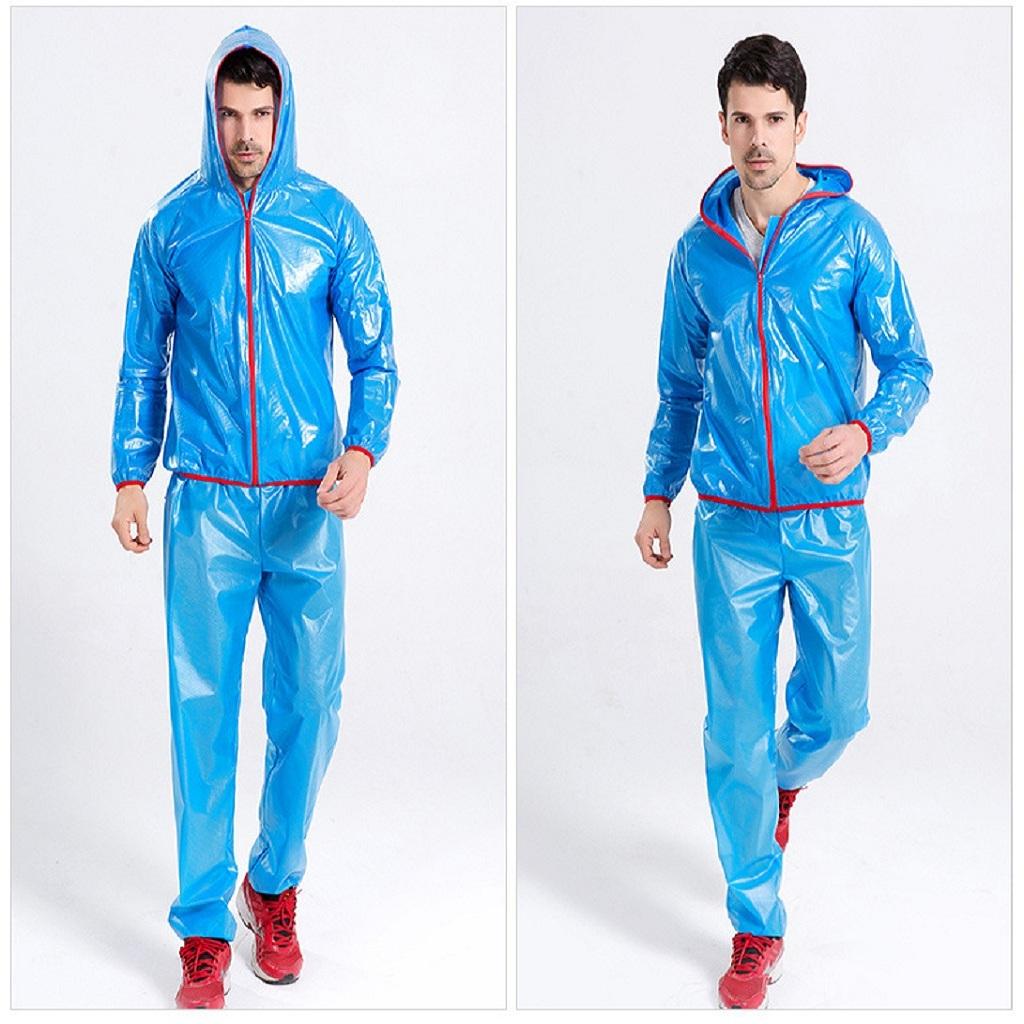 Unisex Cycling Rain Jacket Windproof Rain Coat Outdoor Rain Suit Blue XL