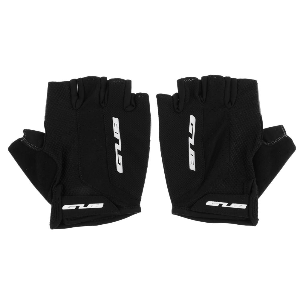 GUB Cycling Gloves Gel Half Finger Shockproof Sport Gloves Black-L