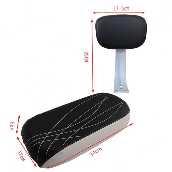 Bike Bicycle Cycling Rear Seat Saddle Cushion Pad with Back Rest Black