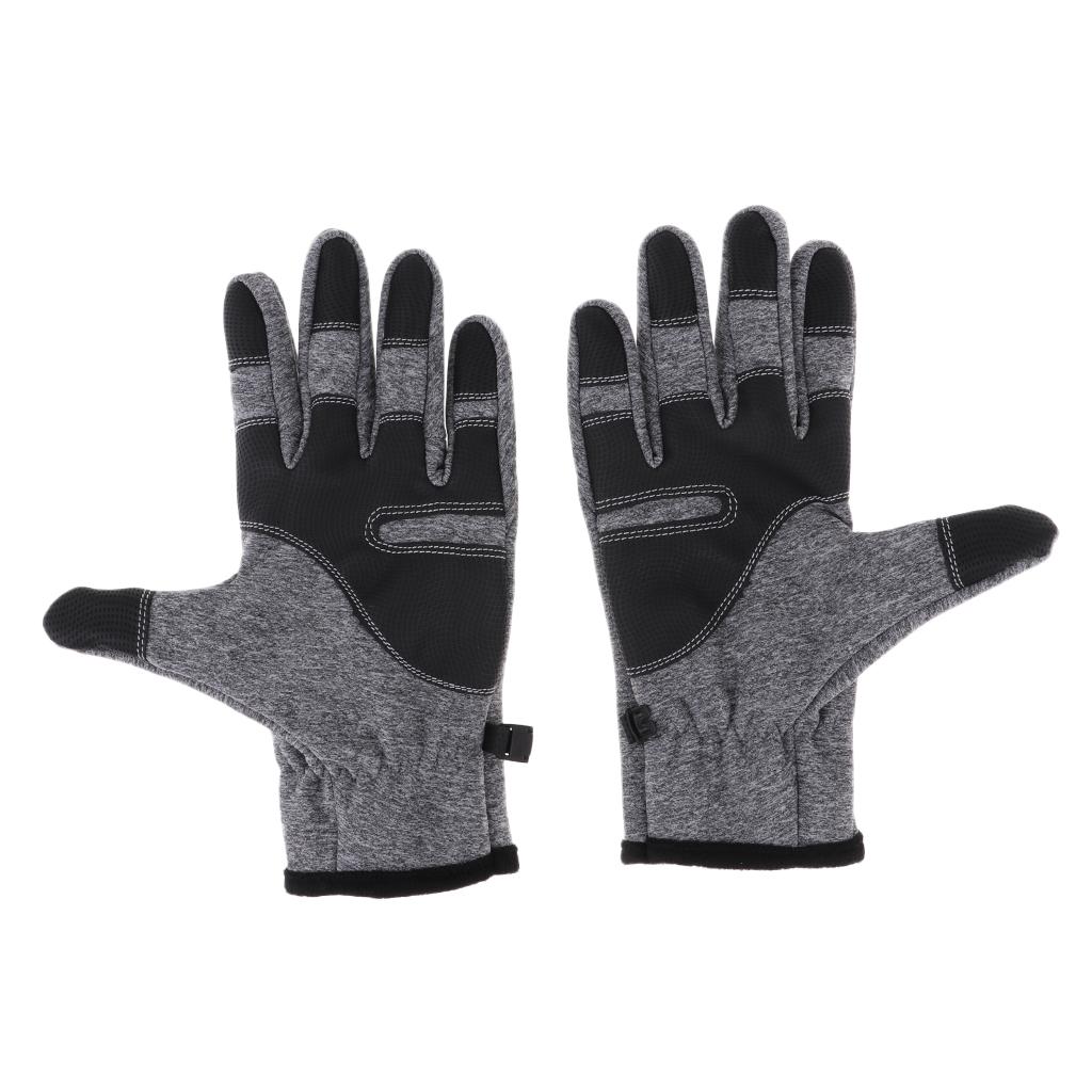 Winter Thermal Warm Full Finger Cycling Touch Screen Bike Gloves Silver L