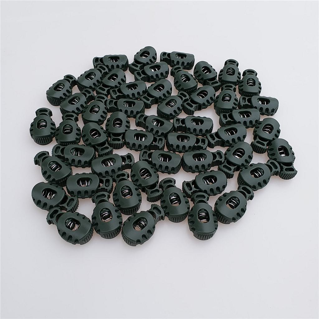 10/ 50pcs Plastic Barrel Shock End Lock Cord Toggle Stoppers 50 Army Green