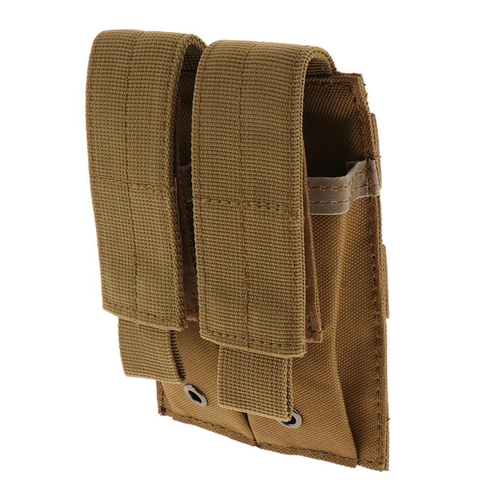 Outdoor Double Pouch Bag Flashlight Holder Sports Travel Pouch Khaki