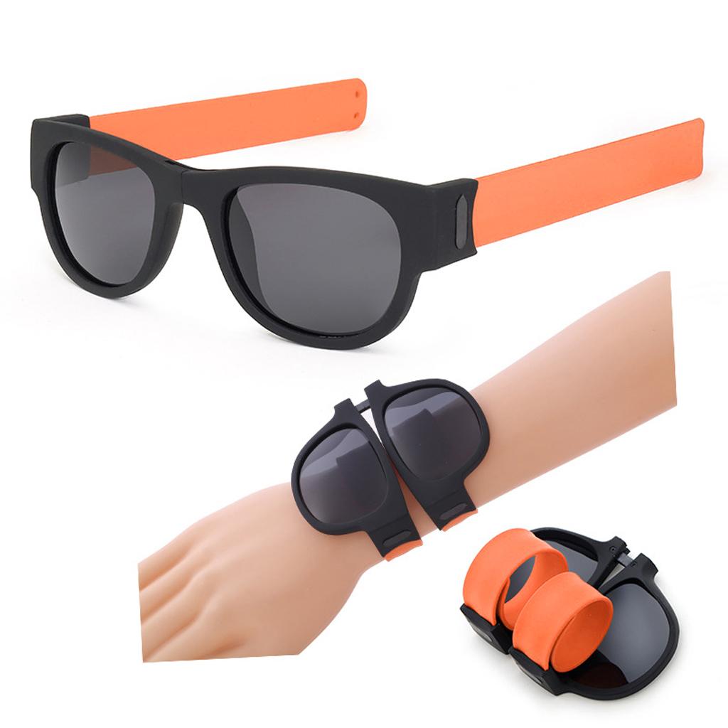 Slap Wristband Wrist Folding Sunglasses Trendy Foldable Sun Glasses  Orange