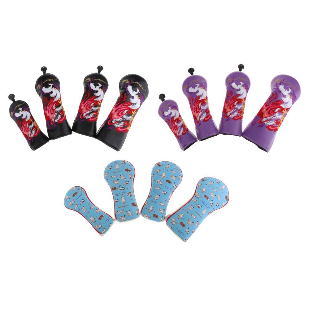 4Pcs/Set Golf Club Head Cover PU Leather+Velvet 1