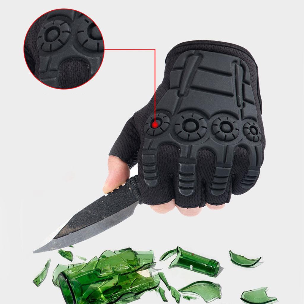 Protective Half Finger Gloves Work Hunting Outdoor Bike Glove Black