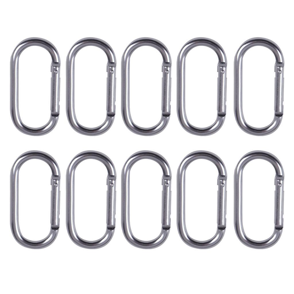 10x Locking Carabiner Clip Snap Hook Spring Karabiner Small Keychain Silver