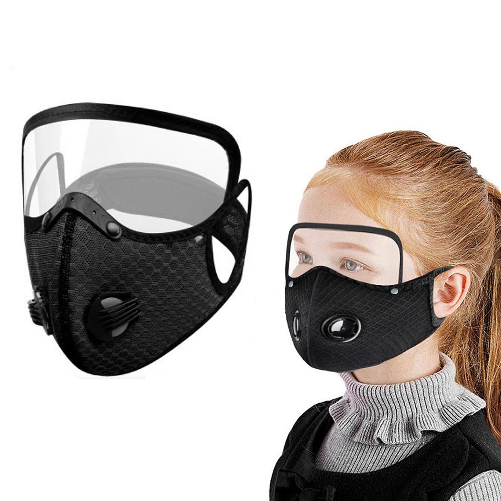 Men Women Face Protective Mask with Eyes Shield Goggle Anti Haze  Black