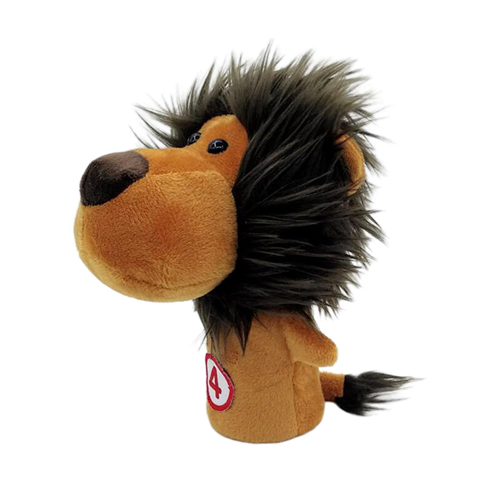 Novelty Plush Animal Golf Iron Headcover Wedges Club Head Cover Lion No.4
