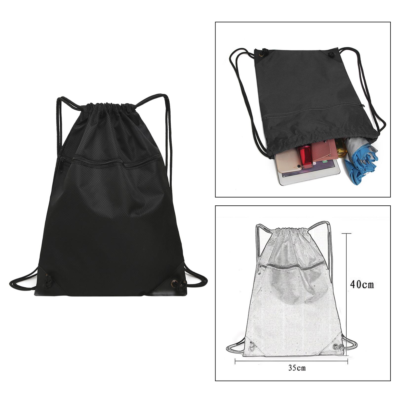 Travel Nylon Drawstring Bag Sack Beach Gym Backpack Shoes Bags Black