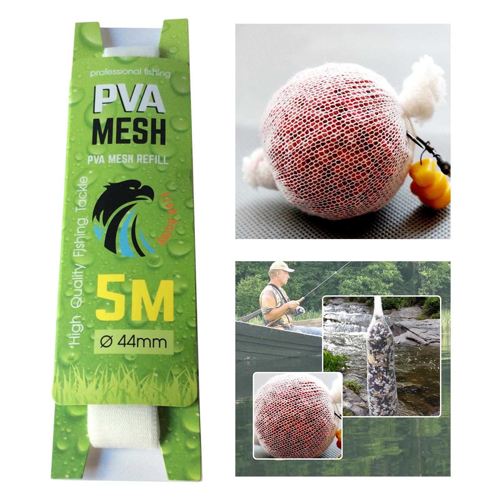 PVA Fishing Bait Bag Fishing Lure Water Soluble Mesh Tube Tackles 44mmx5m