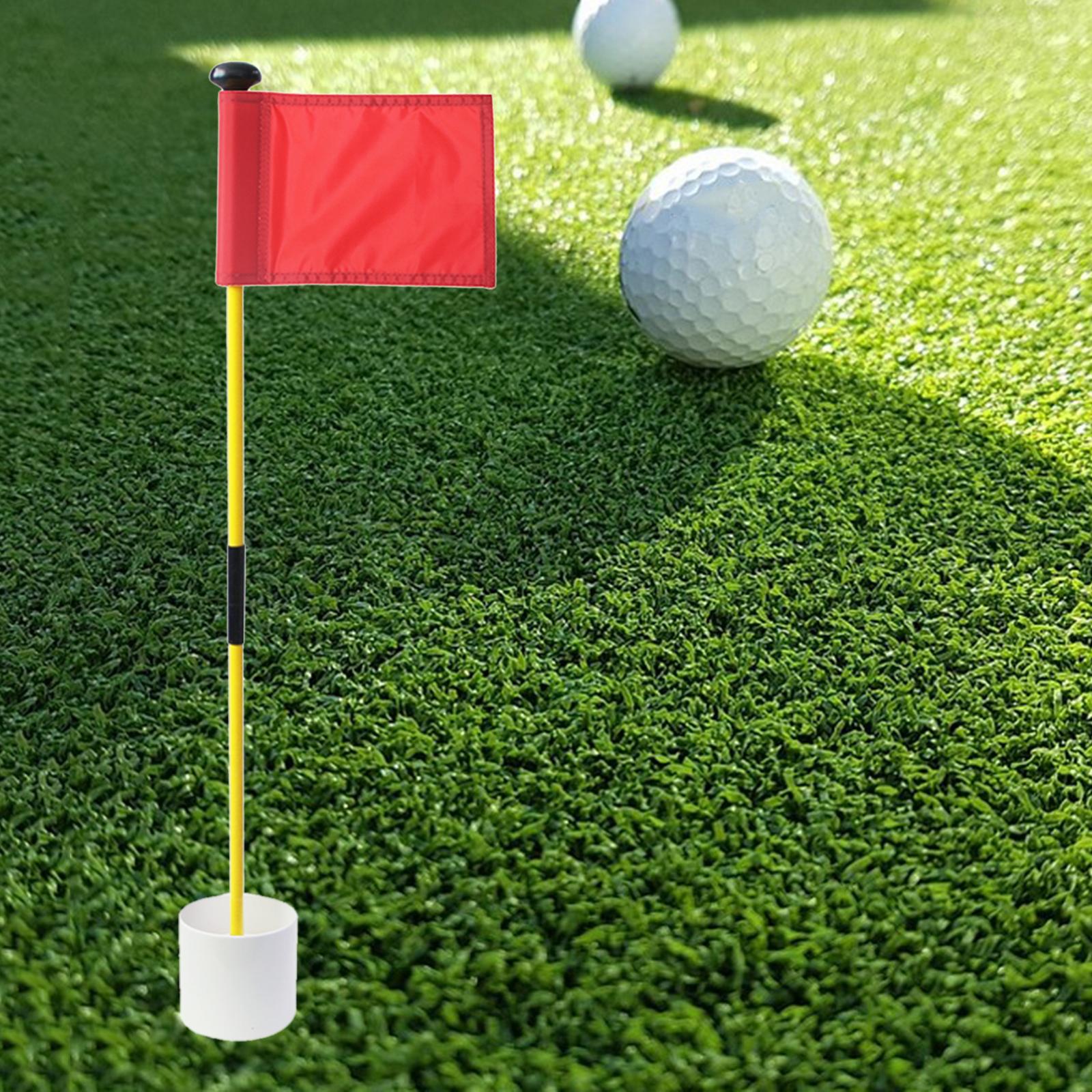 Backyard Practice Golf Hole Pole Flag Cup Stick Folding Putting Flagstick Red