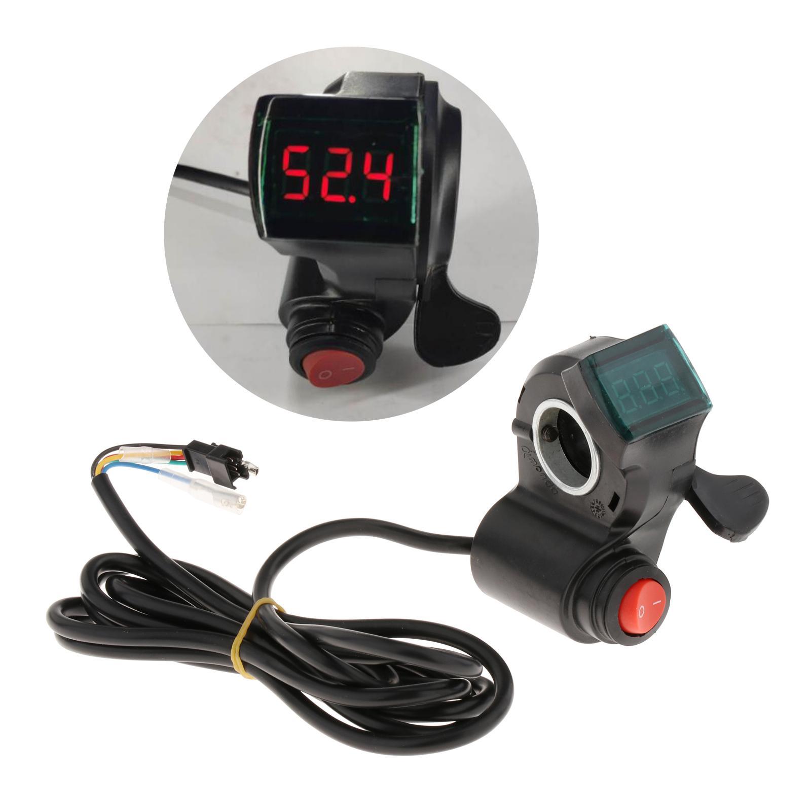 12V-99V Electric Bike LED Voltage Display Switch Power Twist Throttle Accs Red Screen Switch