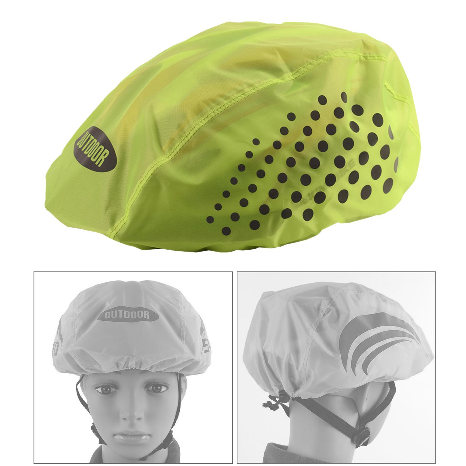 Waterproof Cycling Helmet Cover Reflective Strip Protect Fluorescent Green 2