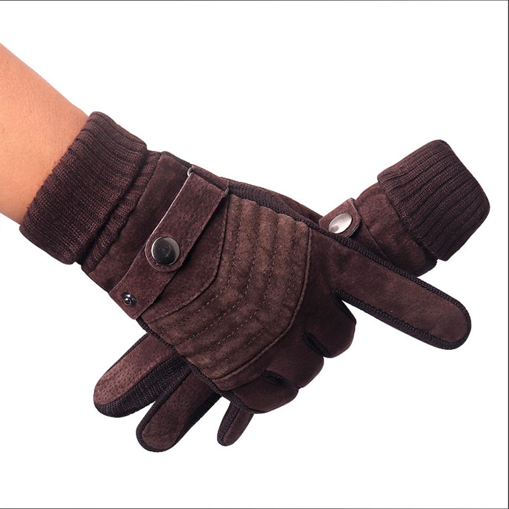 Windproof Snow Gloves Adjustable Heat Keep Driving Cycling Men  B 20D Brown