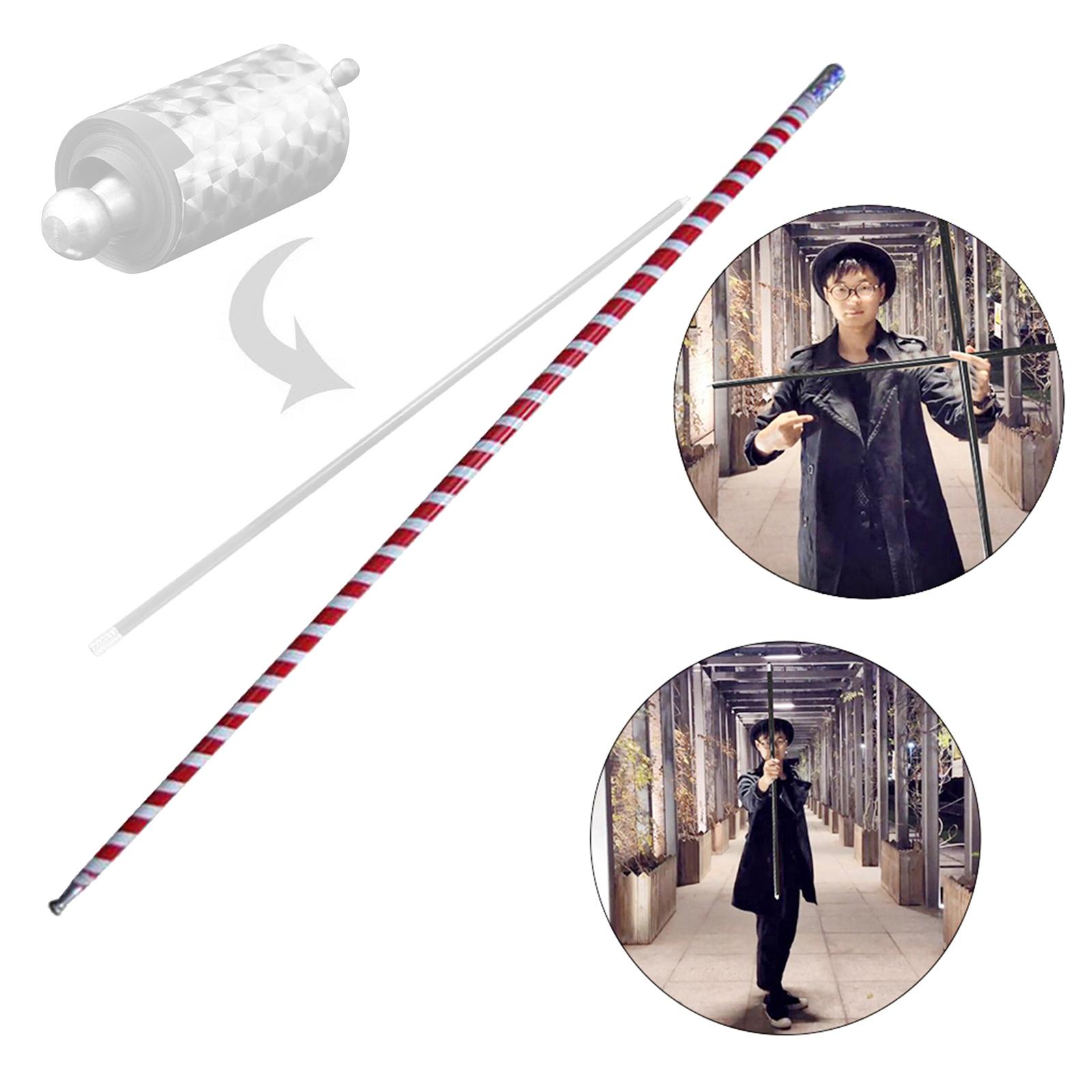 Portable Magical Pocket Staff Metal Outdoor Sport Magical Wand Rod Trick Toy Red White