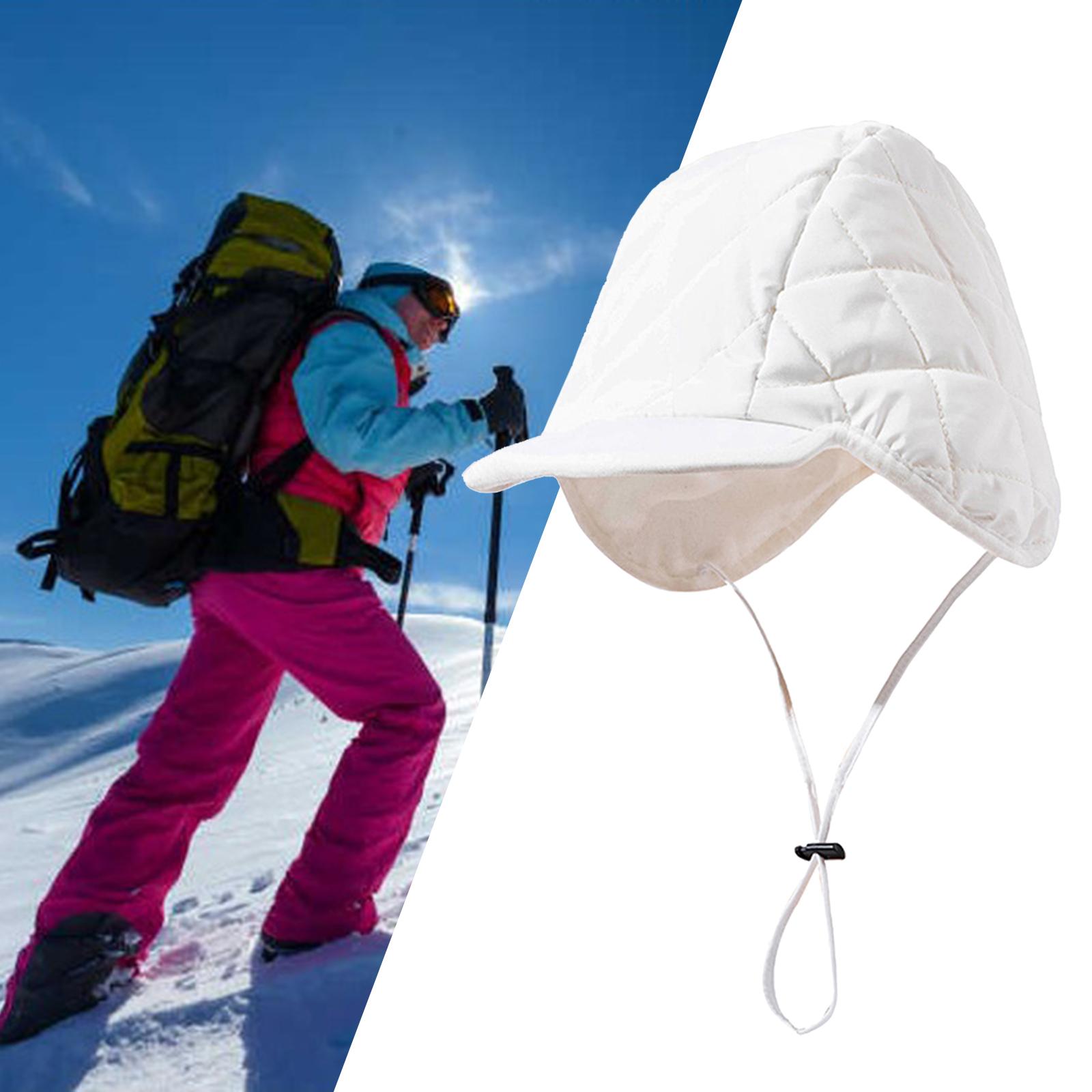 Mens Ladies Winter Ear Trapper Hat Outdoor Windproof   Ski white