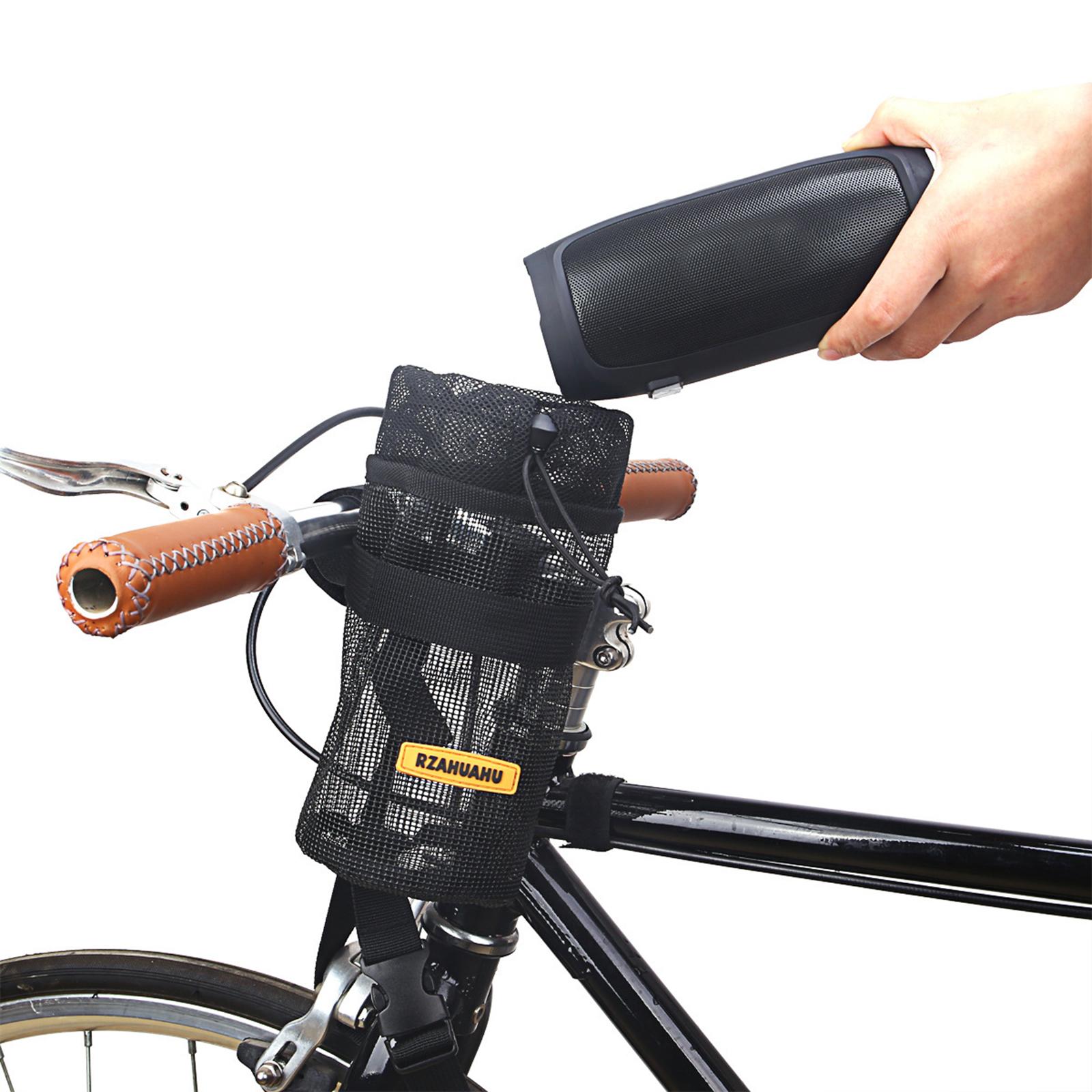 Bike Handlebar Drink Cup Holder Bag Waterproof Fabric Drawstring Design