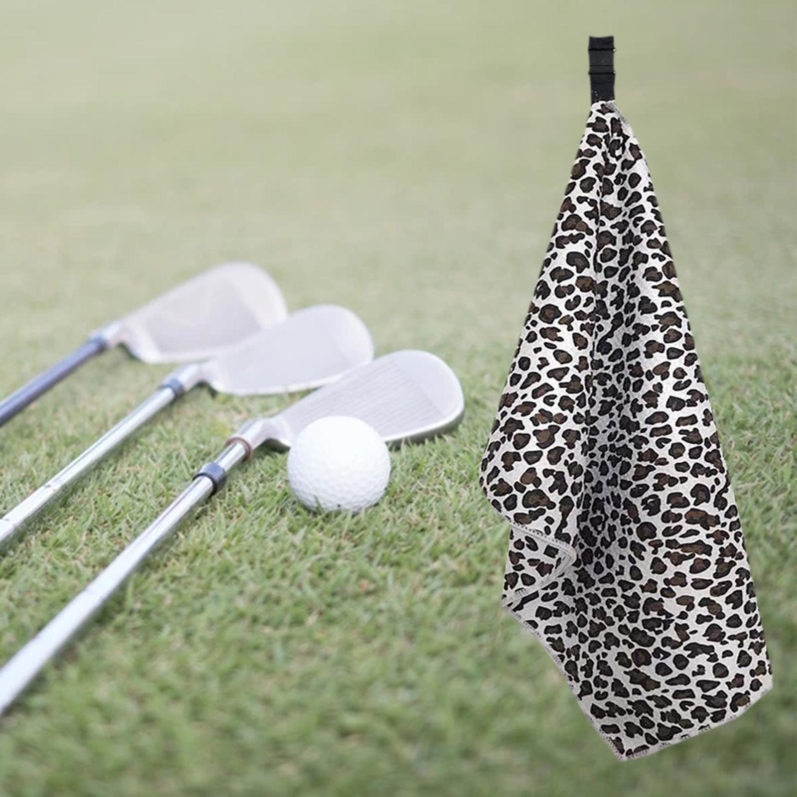 Golf Towel Microfiber Weave Pattern with Clip 36x106cm Wipe Golf Clubs Leopard