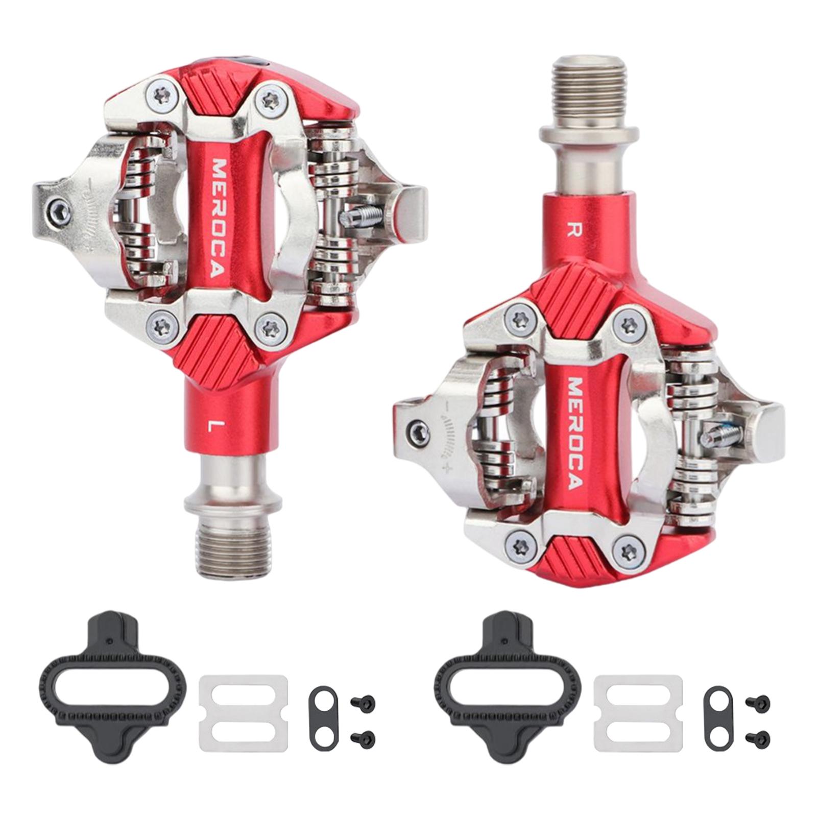 Bike Pedals Self Locking MTB Doubleside Clipless Pedal Bicycle Part red