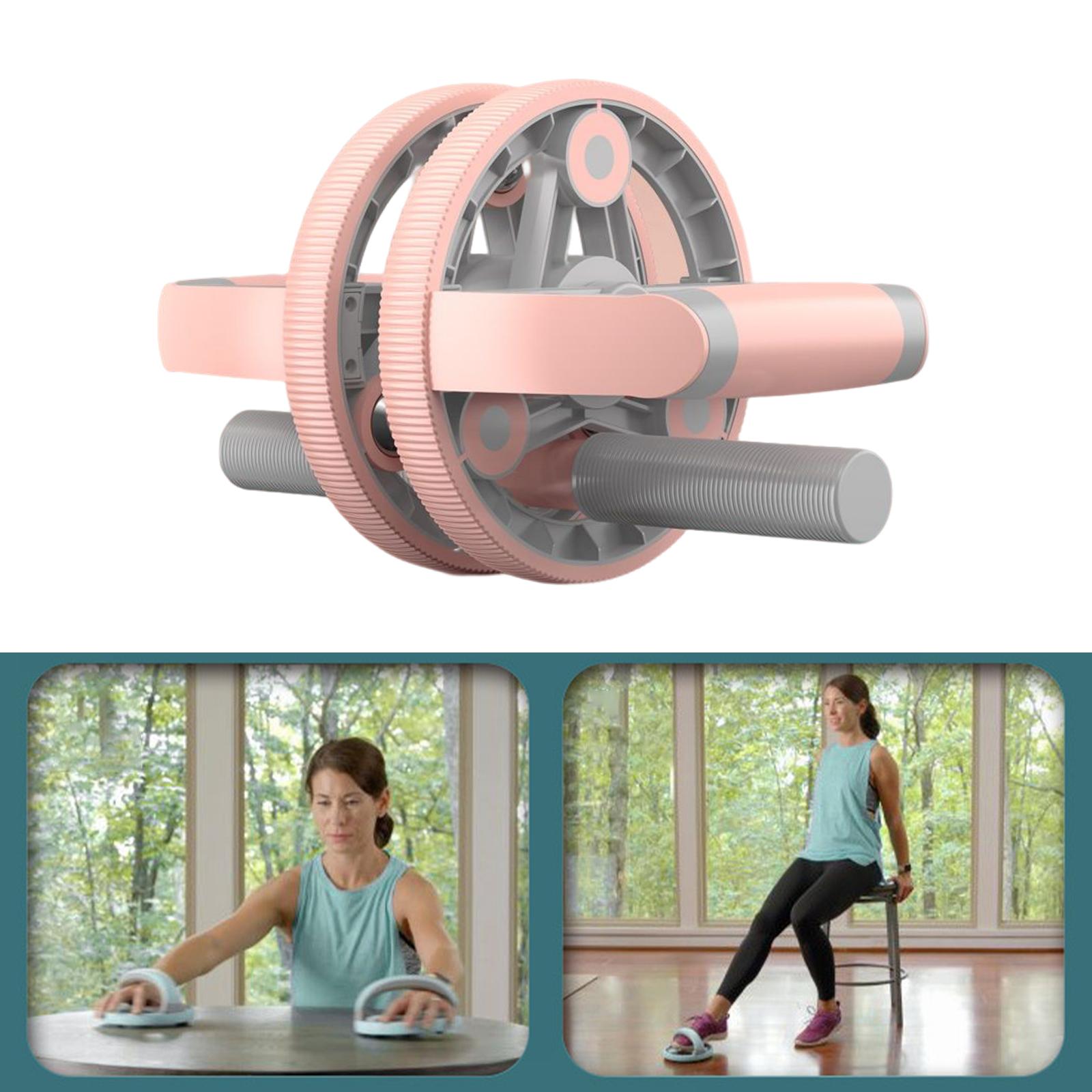 Multifunctional Ab Roller Wheels Home Strengthener Push Up Bar Training Pink