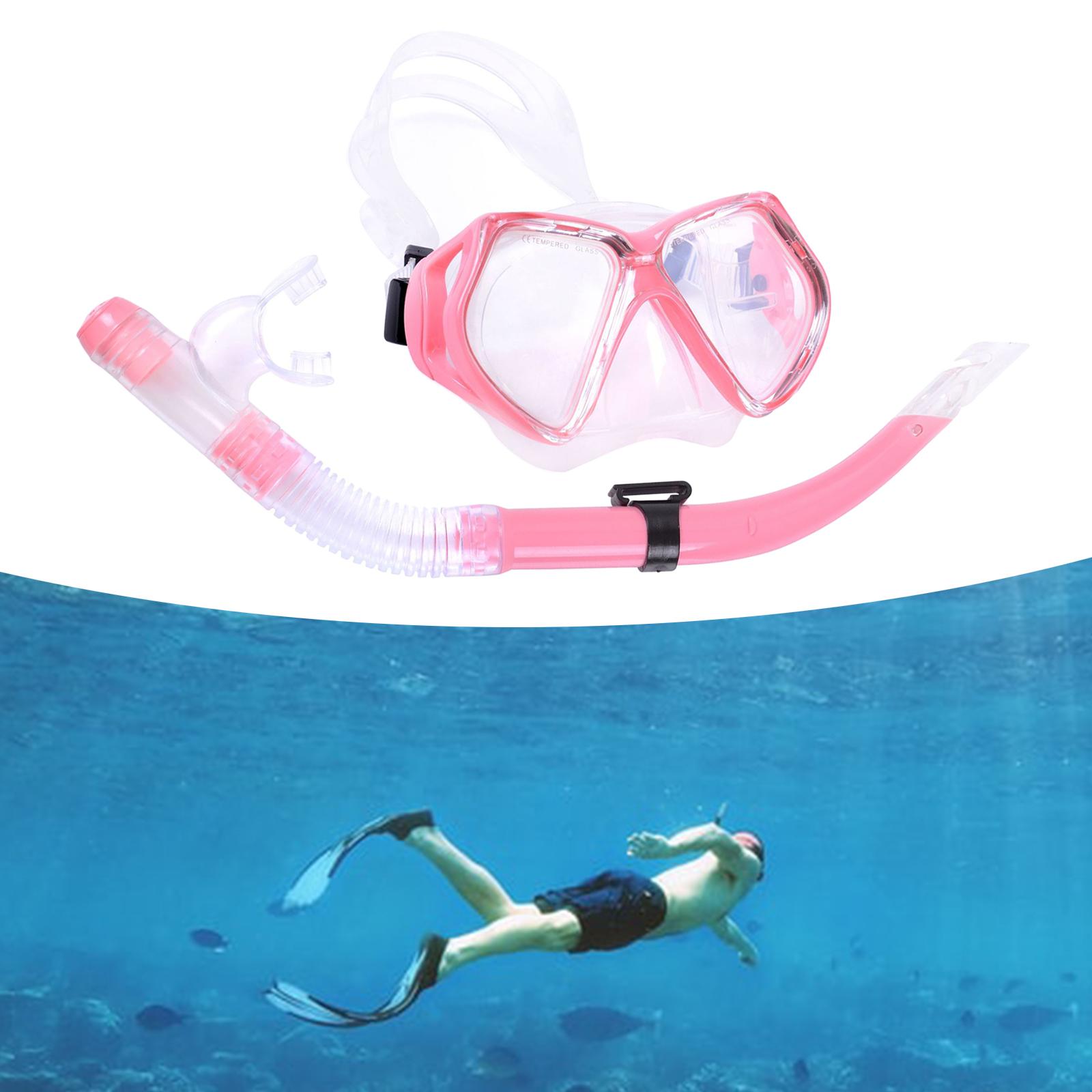 Snorkel Set Dive Mask Snorkeling Gear Diving Tempered Glass Goggles Swimming Pink