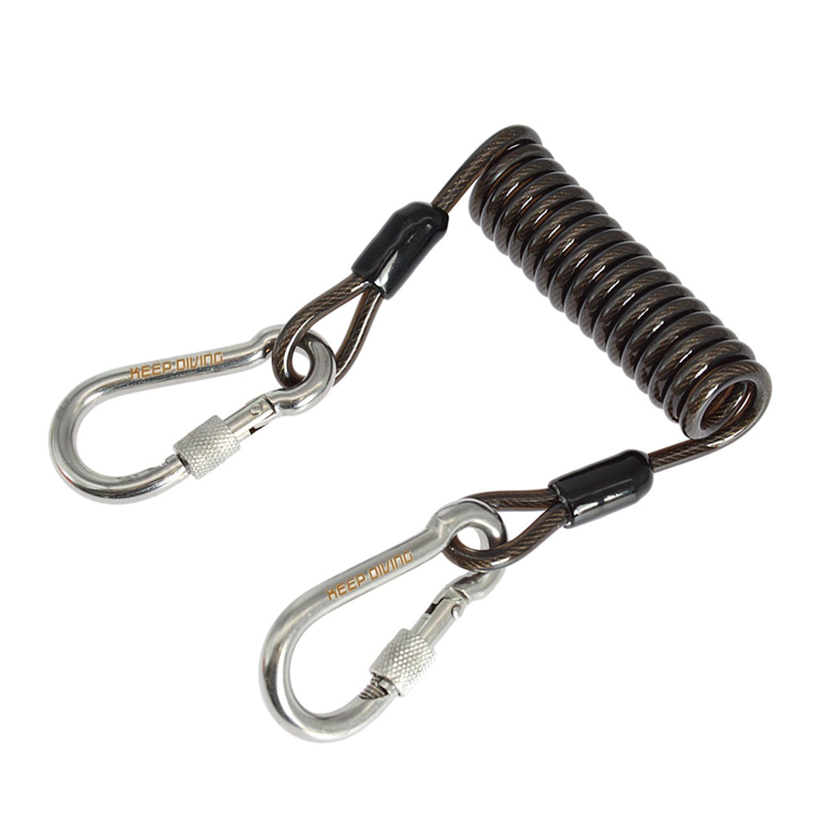 Diving Coiled Lanyard Camera Spring Wire Strap Tether for Sea Fishing Black