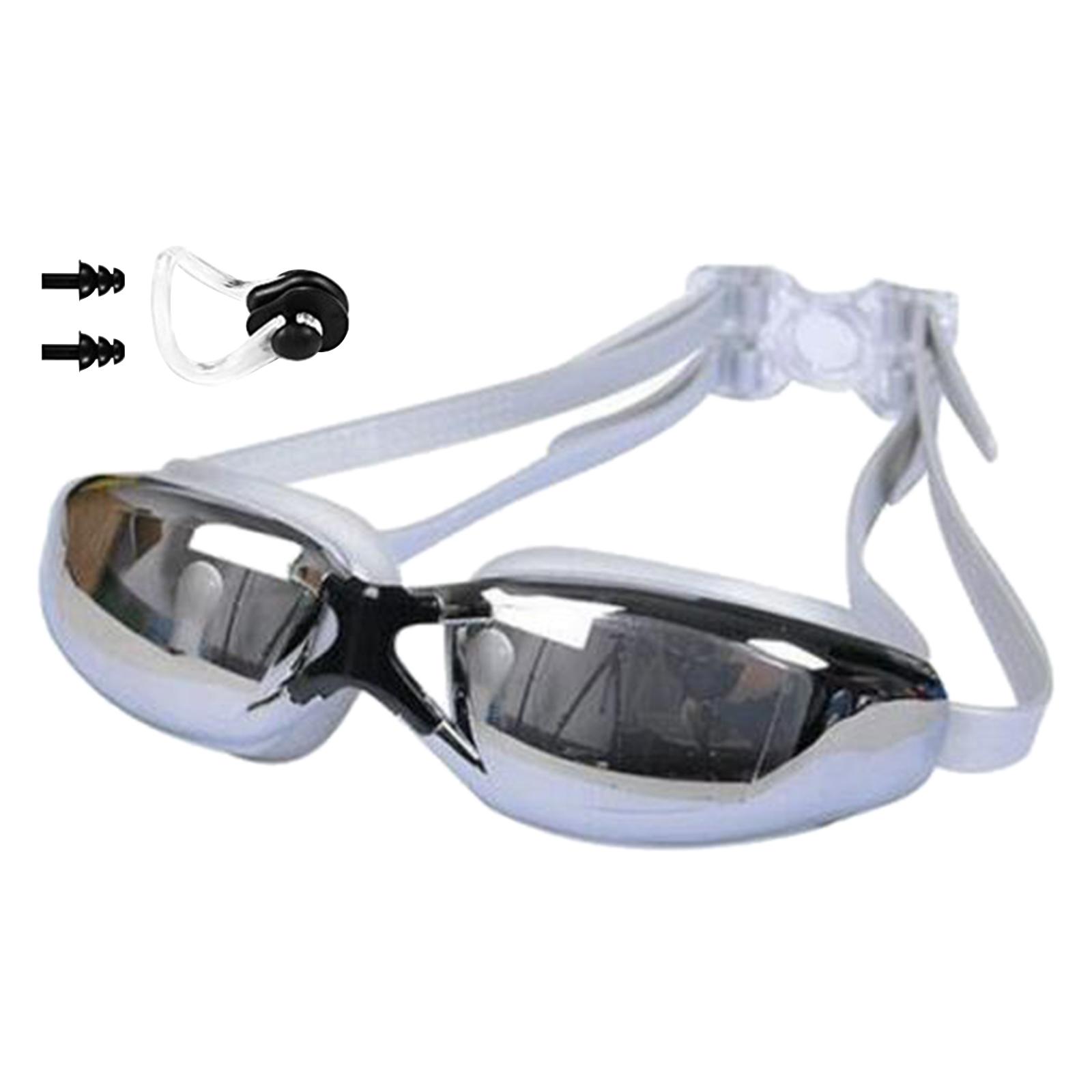 Unisex Swimming Goggles Anti Fog Case Comfortable Adjustable  Grey