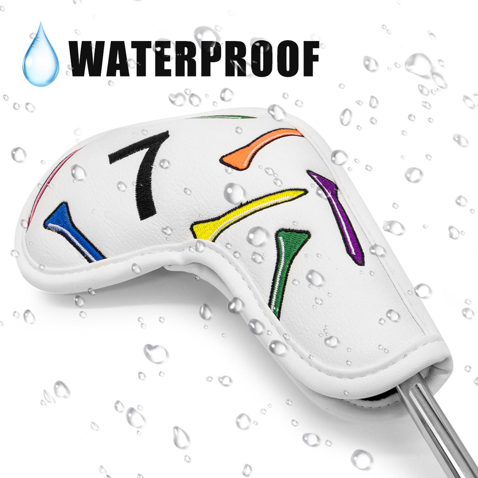 10x Premium Golf Iron Headcover Set Protector Guard Waterproof PU Leather