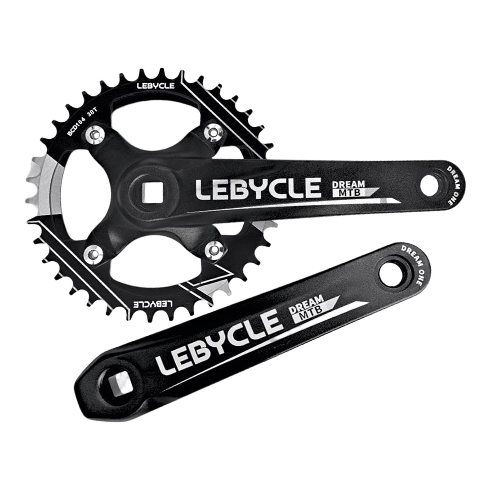 Mountain Bike Crankset 170mm Square Taper Aluminum Alloy Black Crankset 38T