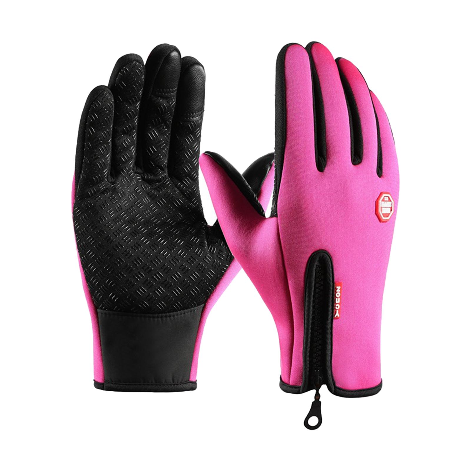 Winter Gloves Windproof Insulated for Motorcycle Cycling Adults Unisex M Pink
