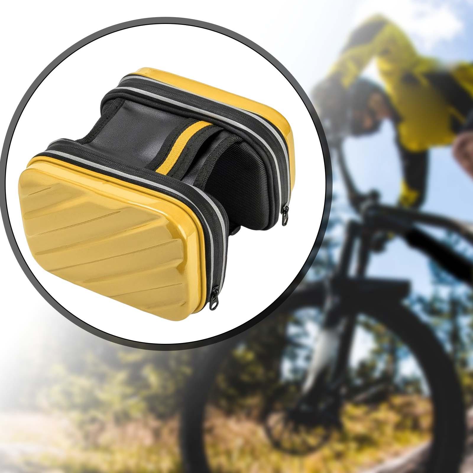 Hard Shell Bike Frame Front Bag Large Capacity for Keys Small Tools Storage Yellow