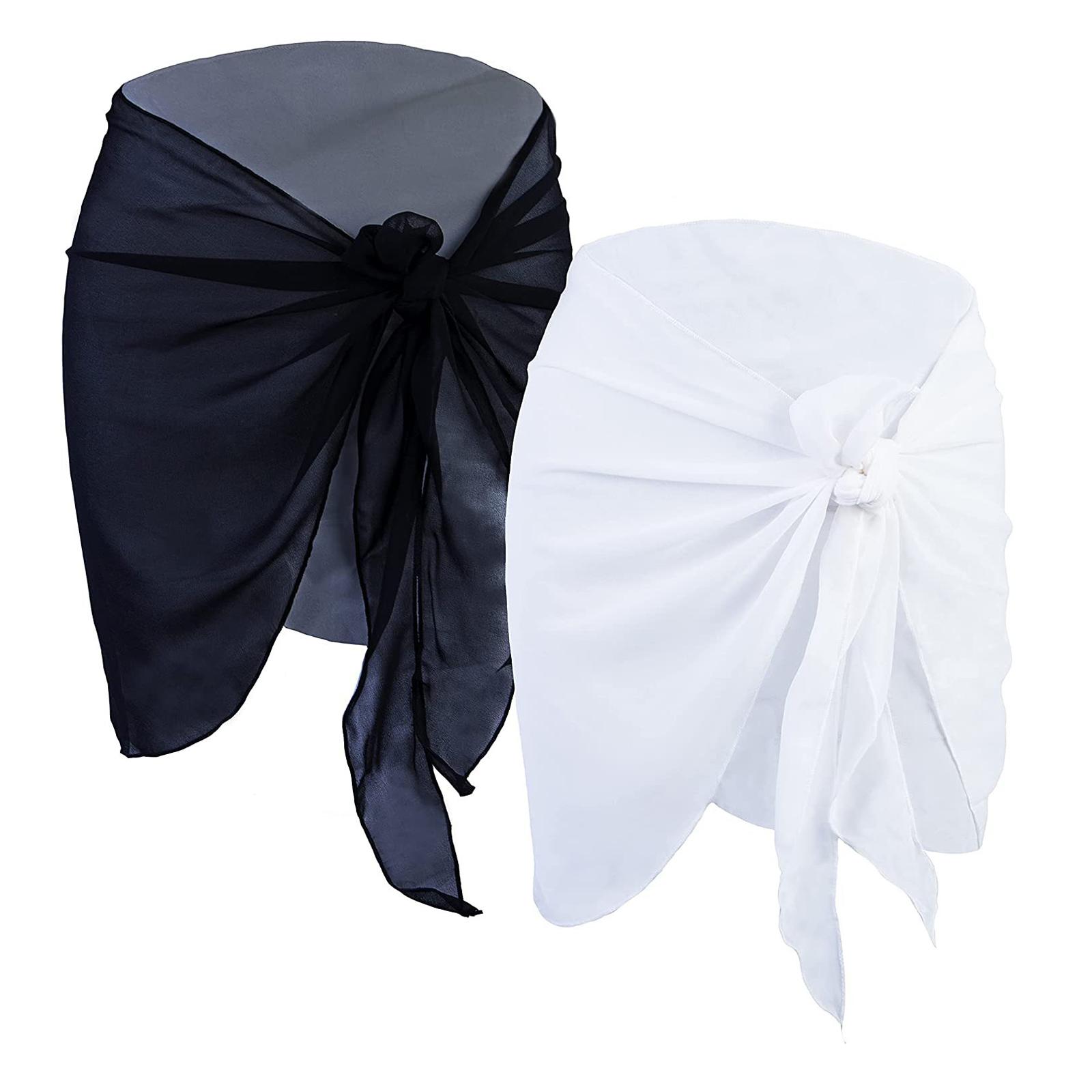 Chiffon Cover Up Solid Women's Summer Bathing Suit Bottom Short Skirt 50cmx180cm Black